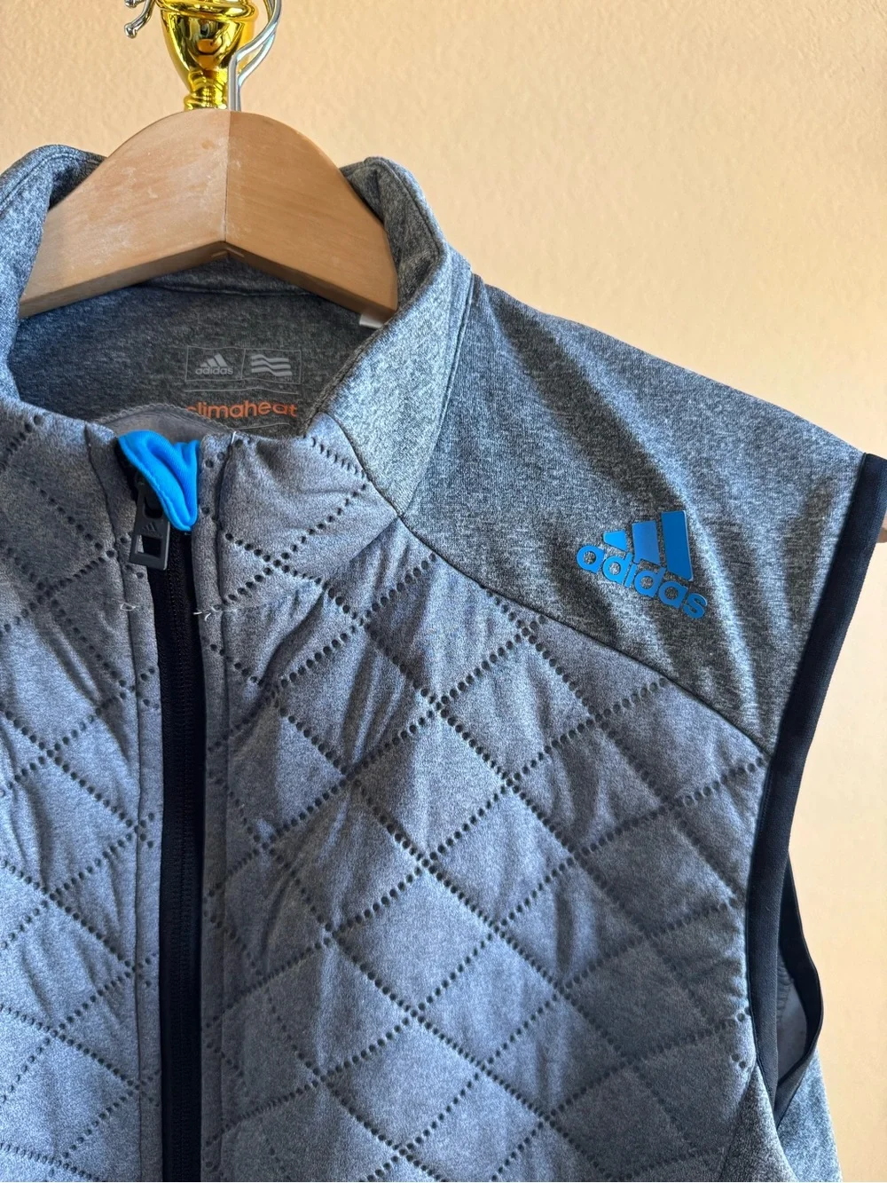Adidas Golf Climaheat Quilted Vest Men’s M Gray/Blue